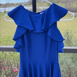 Altar'd State Royal Blue Ruffle Midi sleeveless Dress